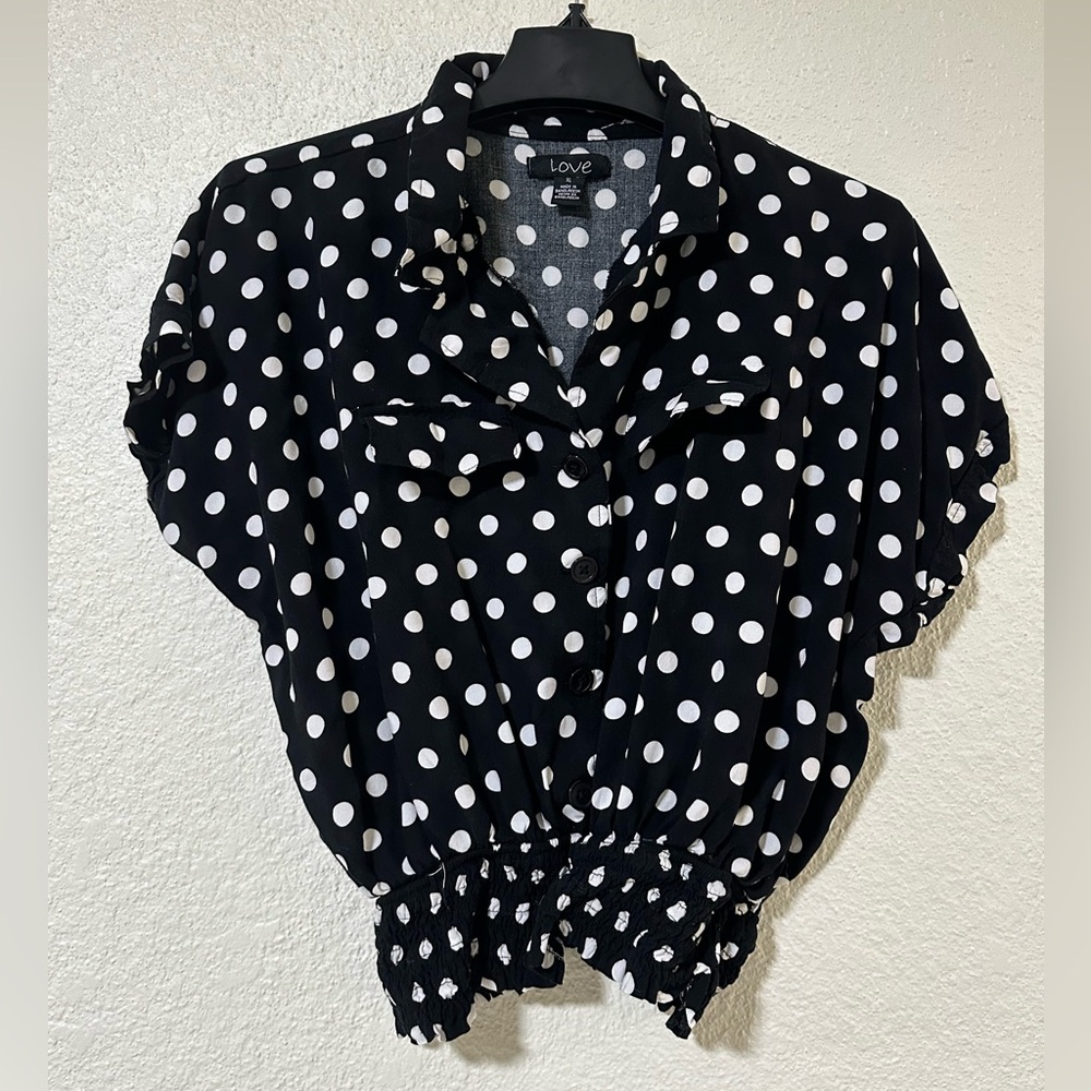 Love Black and White Polka Dot Blouse
